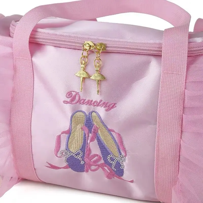 Embroidered Dance Shoes Dance Bag for Girls Women Crossbody Bag Lace Children Dance Bag Fashion Pink Kids Handbag