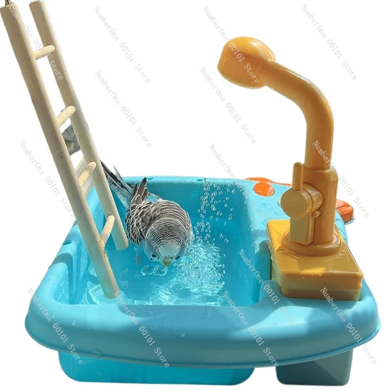 

Parrot Bath Automatic Tiger Skin Pearl Xuanfeng Peony Bird Bath Shower Pet Supplies