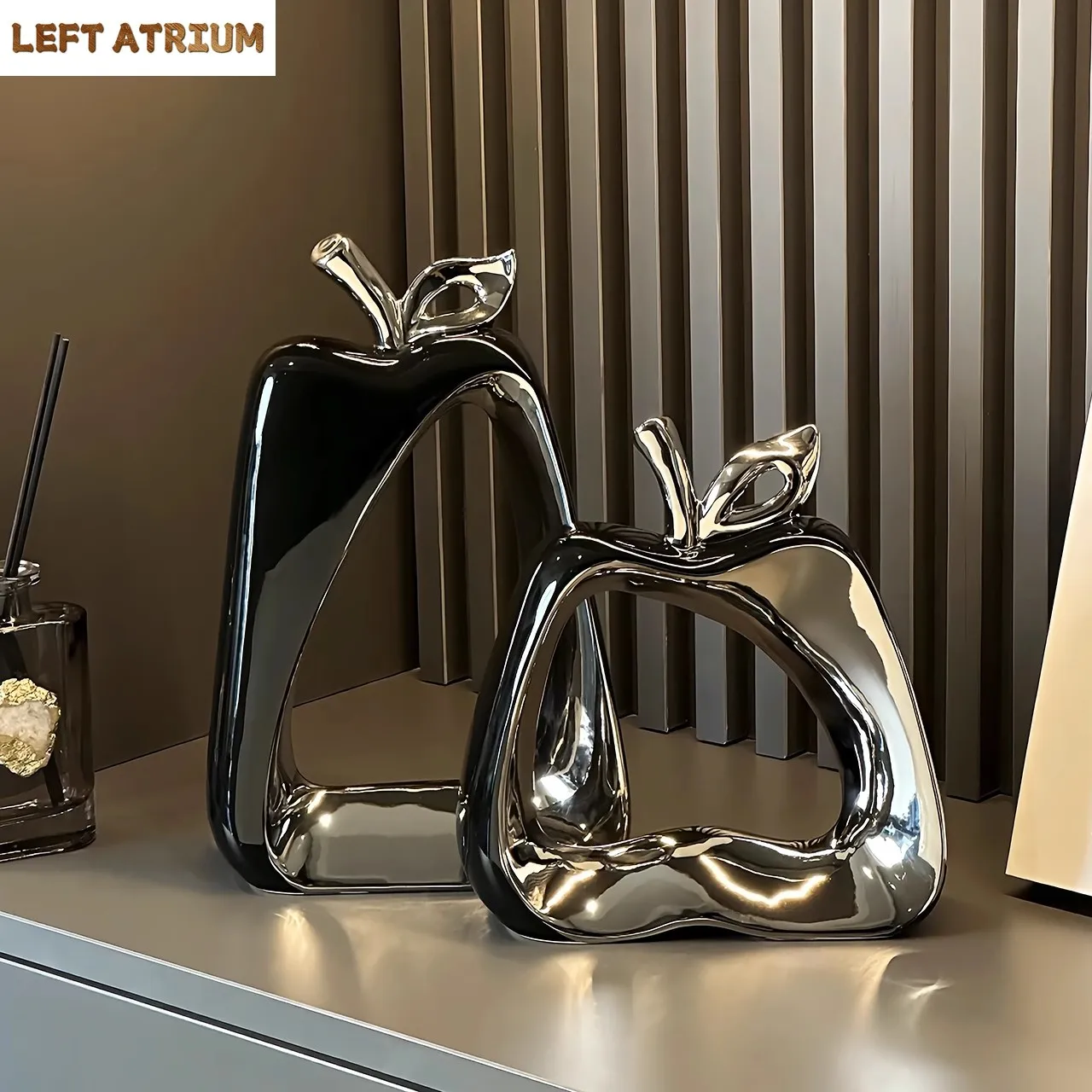 

Light luxury high-end home, new house, living room, TV cabinet, wine cabinet, entry-level entrance, apple ornaments, high-end de