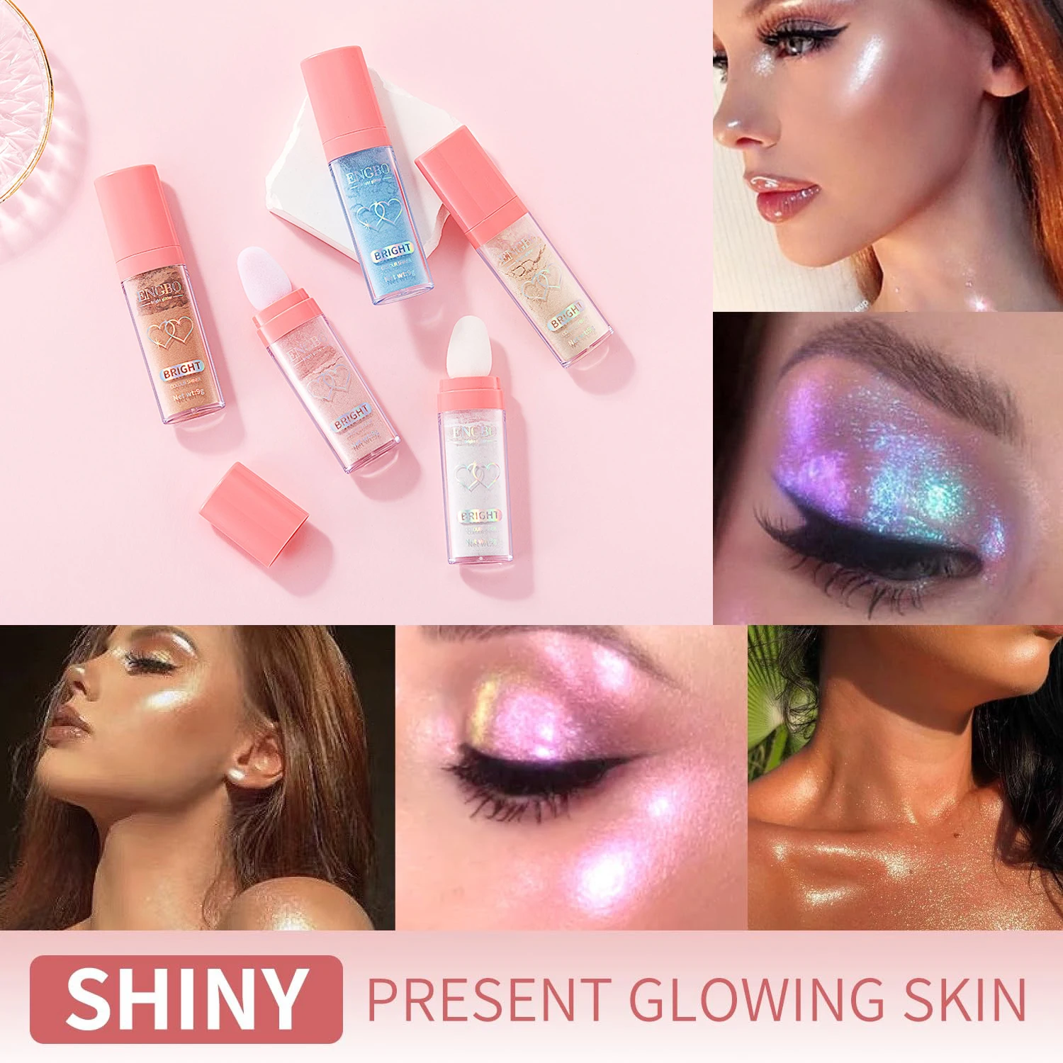 بودرة هايلايتر لامعة للمكياج للجسم تفتيح البودرة الطبيعية ثلاثية الأبعاد للوجه وأحمر الخدود #1