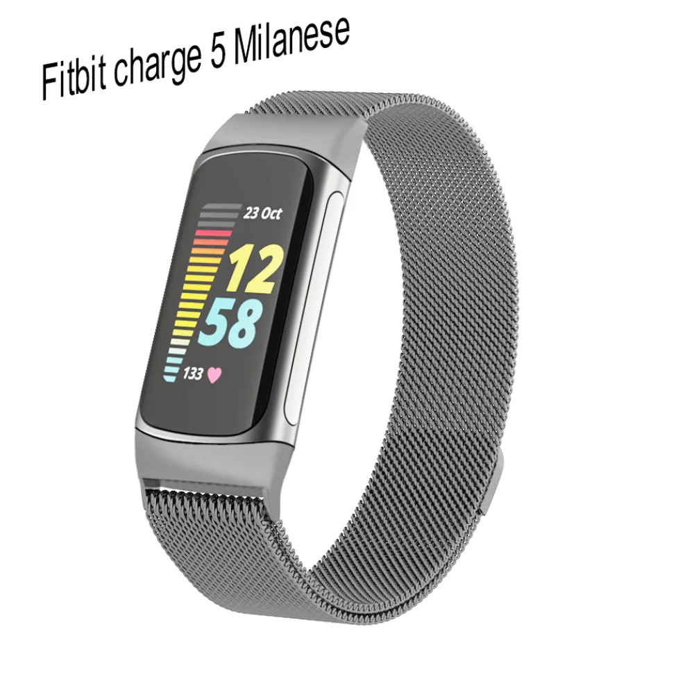 Correa magnética de Metal para Fitbit Charge 5, Compatible con pulsera Fitbit, pulsera de repuesto Milanese loop, reloj inteligente