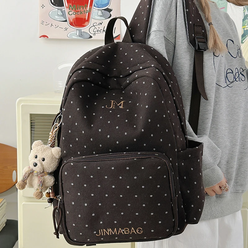 Dot Print Fashion Female Travel Large School Bag Ladies Trendy Book Bags Women Student Laptop College Backpack Teen Girl Boys