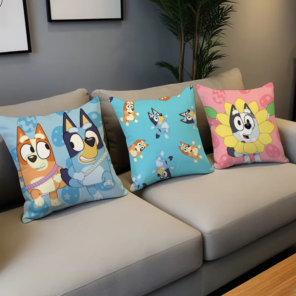 cushion cover Pillow Case Room Bedroom Dog Sofa Cat Living Cartoon Backrest Car B-BlueyS Square Headboard