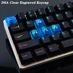 Transparent DSA Keycaps ABS Gaming Mechanical Keyboard Clear Cap Backlight Custom ESC WASD Arrow 9 Key dsa Front Engraved Keycap