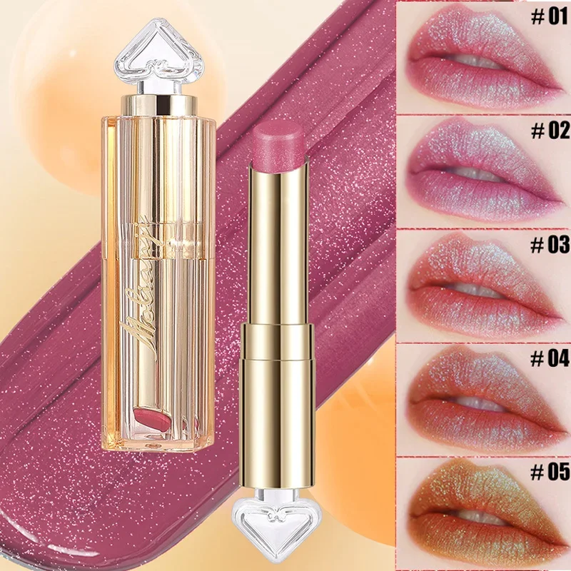

Waterproof Texture Pearl Gloss Lipstick Long lasting Diamond Lipstick Women's Cosmetics 1 piece