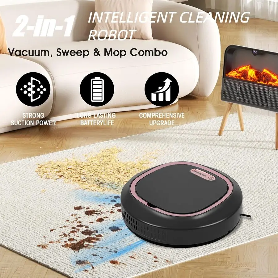 Vacuum Cleaner, Robot Vacuum and Mop ComboSmart 2 in 1 Cleaning System,Super Thin Quiet, Obstacle AvoidanceSuitable for Various