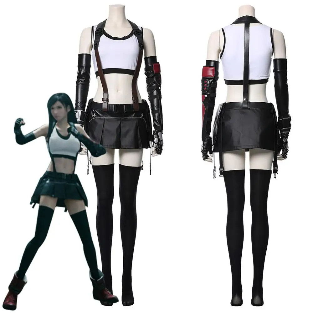 

Final Fantasy VII Cosplay Tifa Lockhart Cosplay Costume Women Girl Outfit Sports Vest Skirt Full Set Halloween Carnival