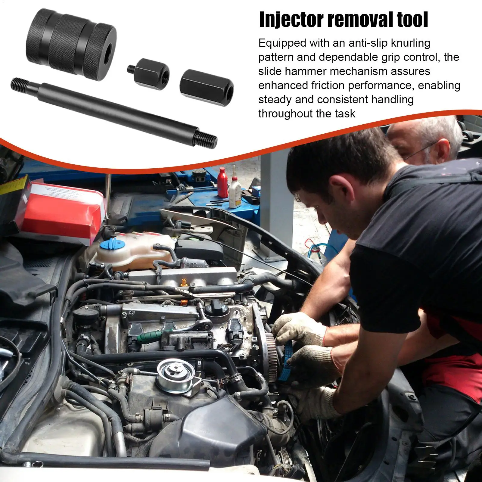 Injector Puller Tool Injector Extractor Removal Tool With Slide Hammer Professional Carbon Steel Puller For Install Disassembly