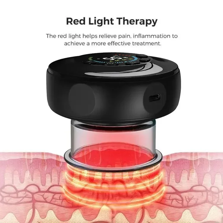 Portable Cupping Therapy Electric Vacuum Suction Scraping Massager Device Red Light Heating Smart Ventouse Cupping