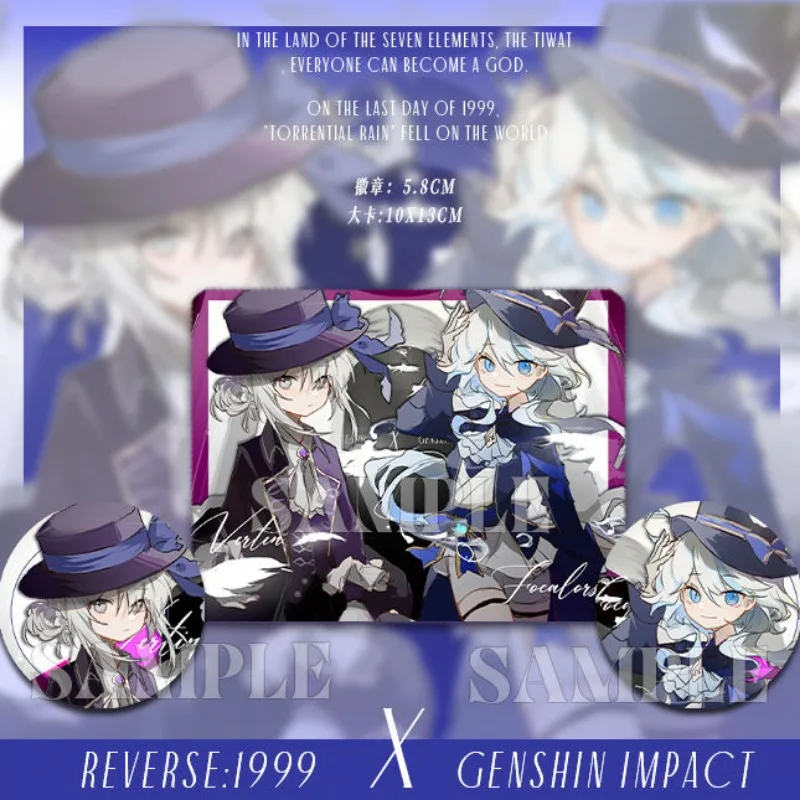 Game Anime Reverse:1999  Vertin Focalors Cosplay Flash Badge Card Combination Set Collect Gifts