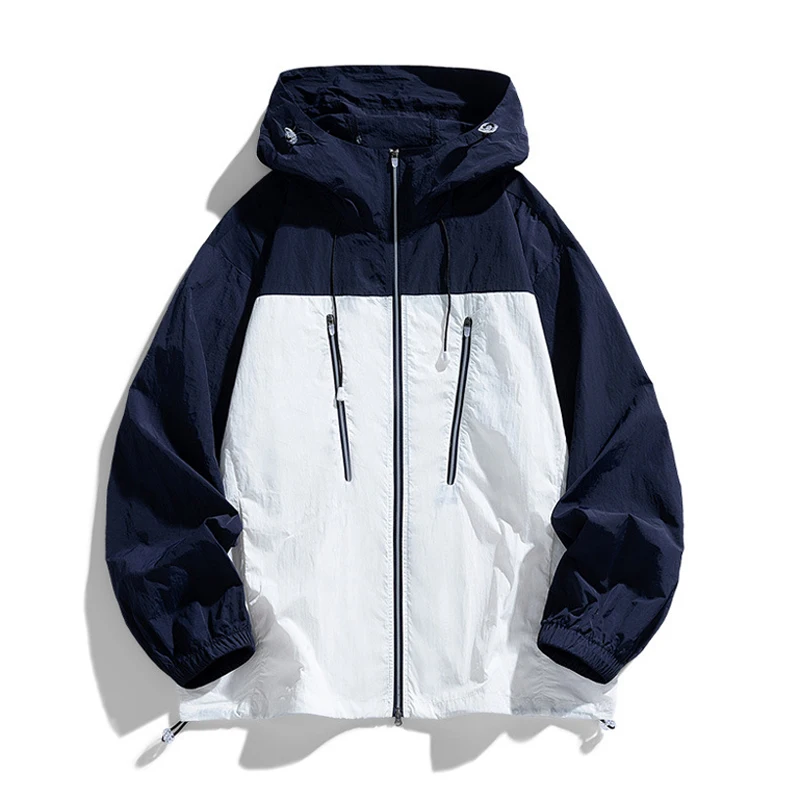 Summer Men's Lightweight Sunscreen Jacket Outdoor Men Breathable Zipper Hooded Coats Quick Dry Men Ultra-Light Fishing Jackets