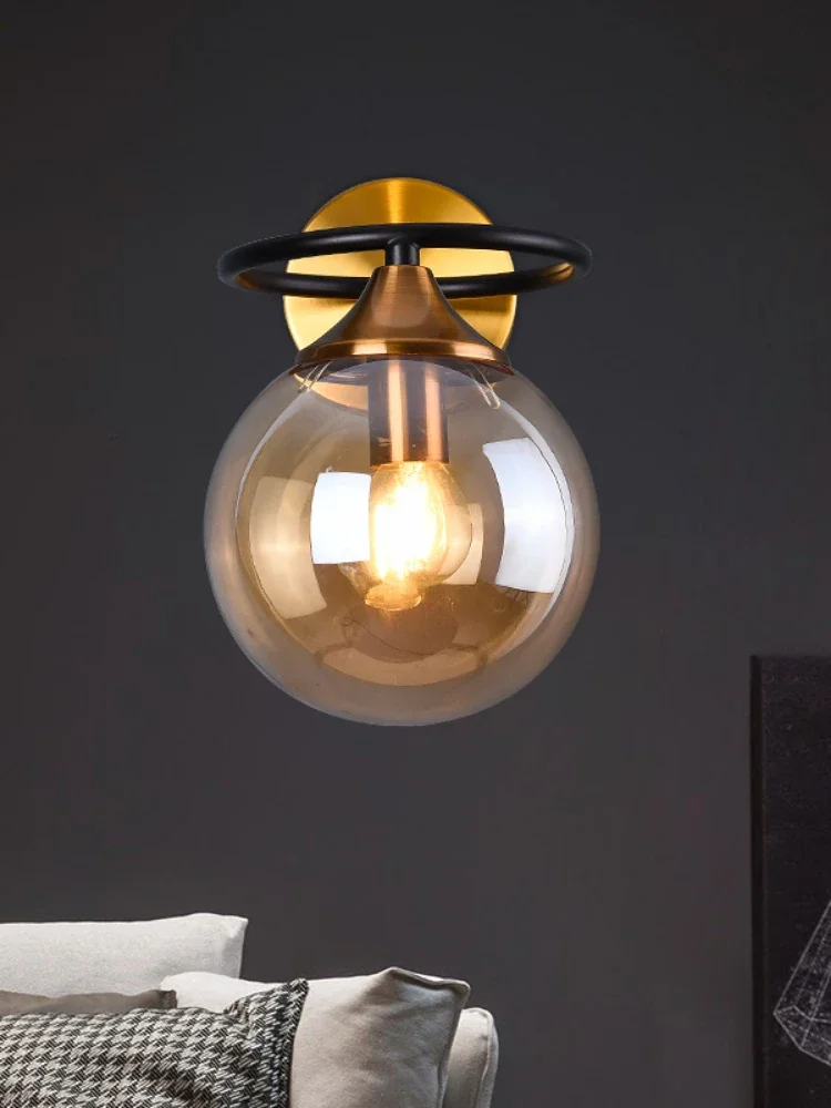 PL Magic Bean Nordic lâmpada de cabeceira lâmpada de parede corredor bola de vidro de ferro lâmpada de parede LED