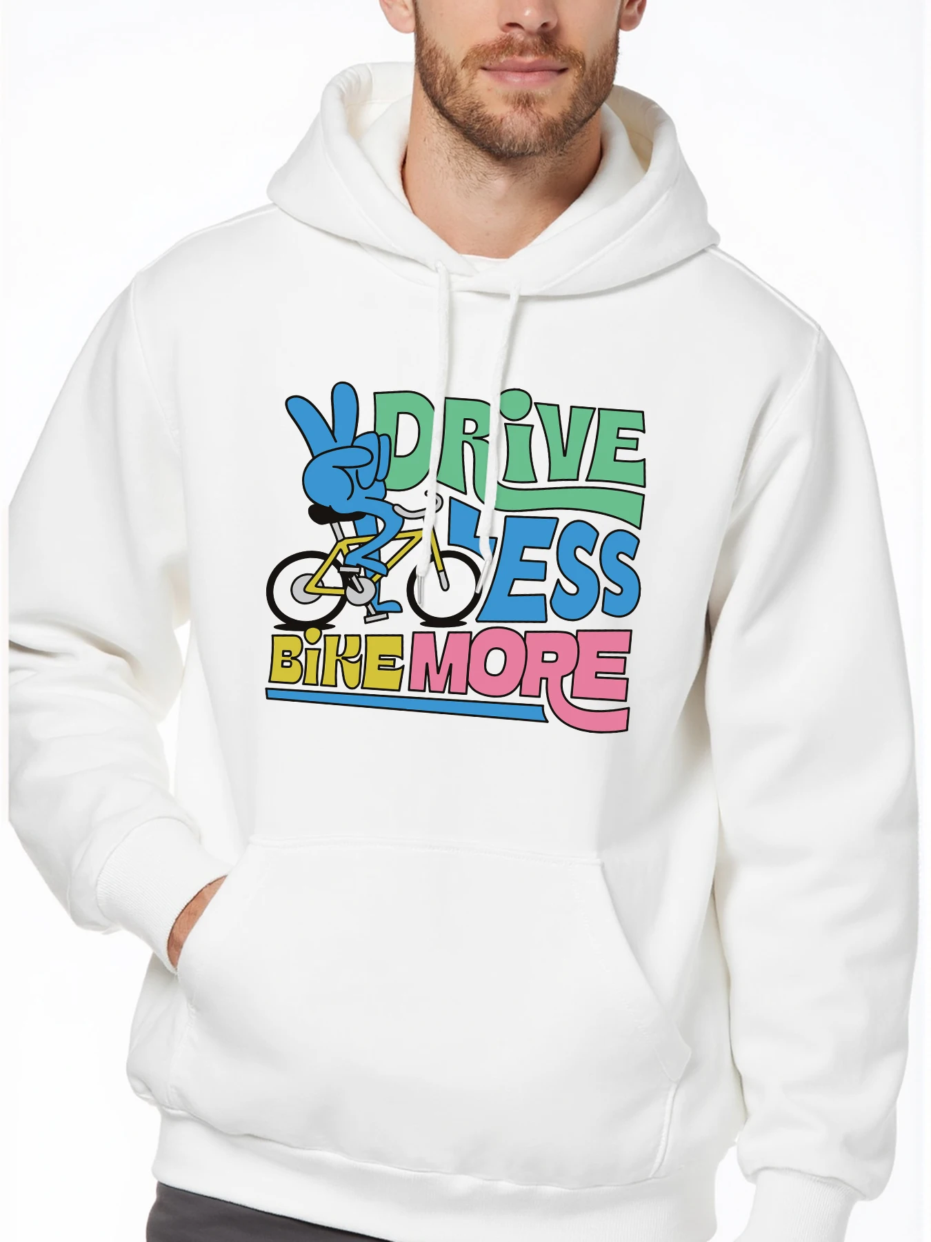 Drive Less Bike More Hoodies Man Slogan Copy Hoodie fur-liner Casual Men Hooded Casual Soft Spring Autumn Clothing