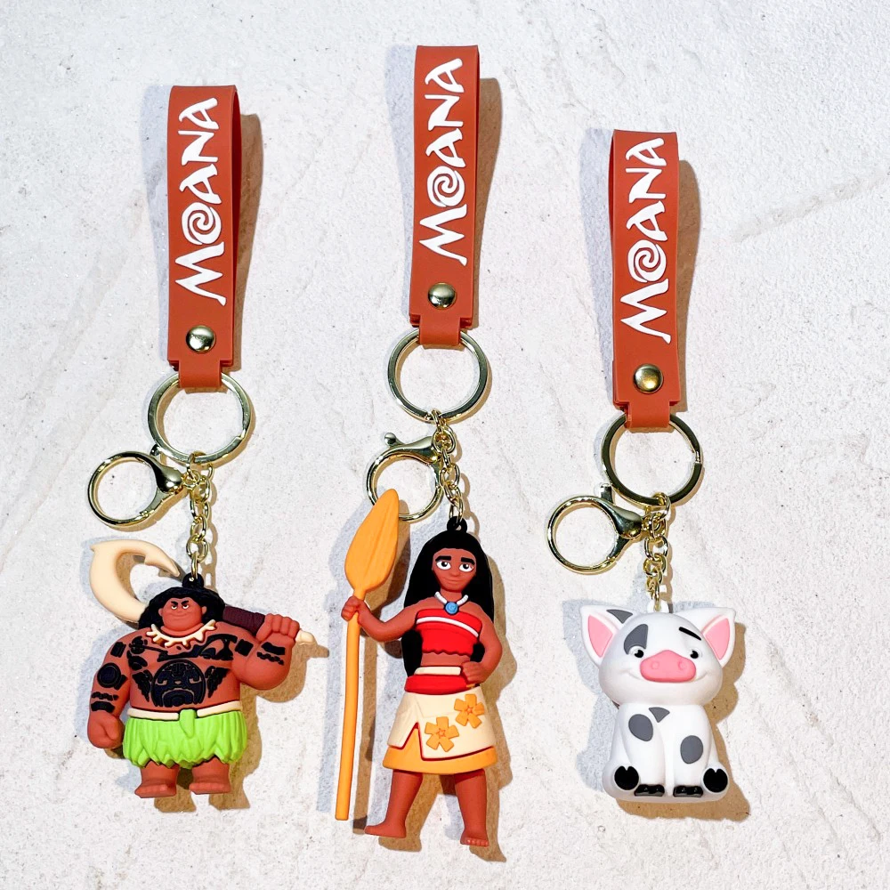 Disney Moana 2 Movie Figure Keychain Toys for Children Fans Backpack Bag Car Ornament Accessories Kids Birthday Gifts