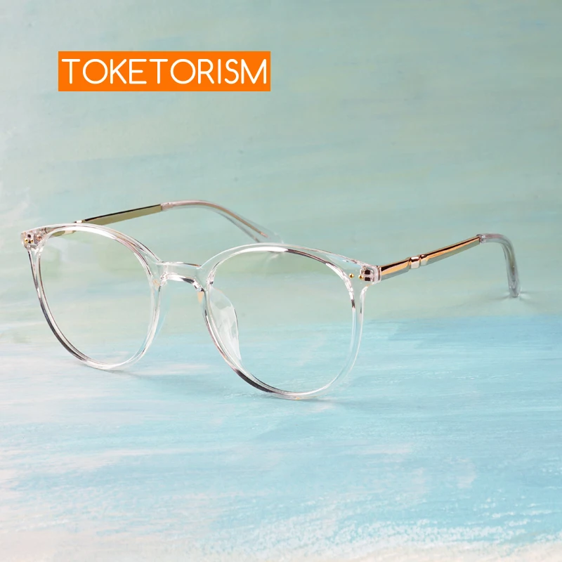 Toketorism Transparent Vintage Eyeglasses Anti Blue Glasses for Women and Men Optical Frame 5502