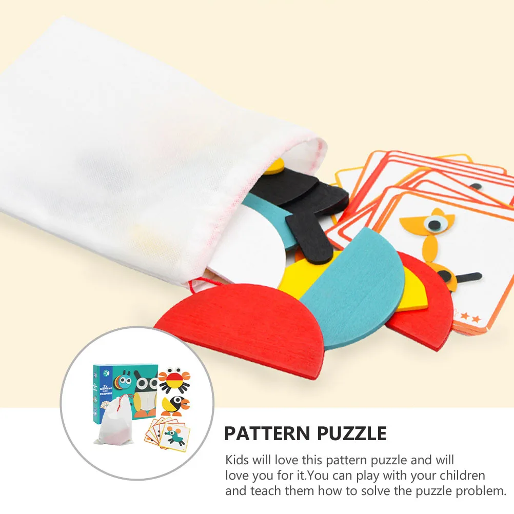 

1 Set Wooden Pattern Blocks Tangram Jigsaw Puzzle Game 29-Piece Geometric Shape Sorting For Kids Educational Activity Preschool