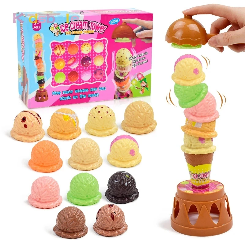 

Children Simulation Food Kitchen Toy Toddler Pretend Play Toys Pretend Ice Cream Set Ice Cream Stack Up Play Toy