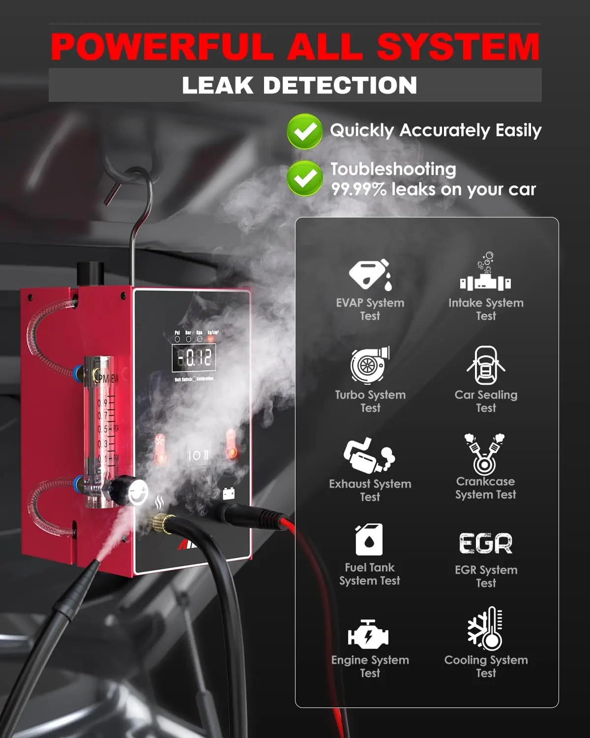 ANCEL L300 Car Smoke Leak Detector Built-in Air Pump Dual Mode Car Pipe Leak EVAP Vacuum Leakage Diagnostic Tester Smoke Machine