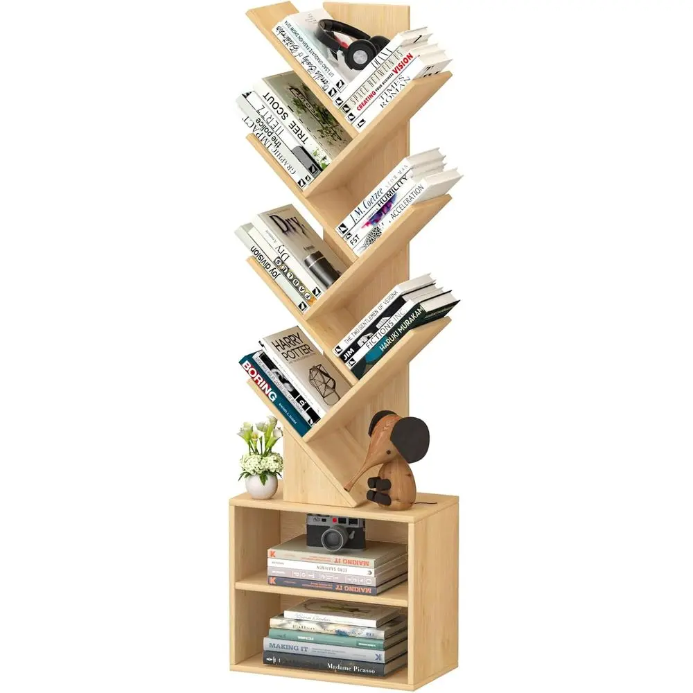 

10 Tier Tree Bookshel,Chrisas Green Bookcase or Narrow Space, Storage Organizer loor Standing Bookshelves or Books, Tall Book Ca