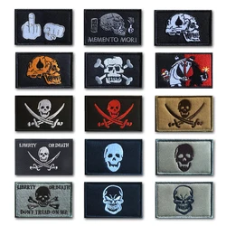 black and white skull pattern embroidery patch Hook Loop morale chapter personality creative Badge armband DIY backpack Sticker