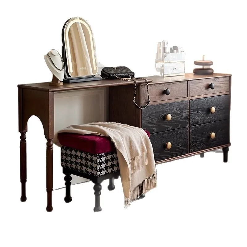 

Retro style all solid wood dresser bedroom living room storage storage cabinet French retro chest
