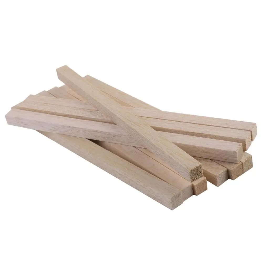 4x10pcs Natural Wood Sticks DIY Hobby Craft 10x10mm