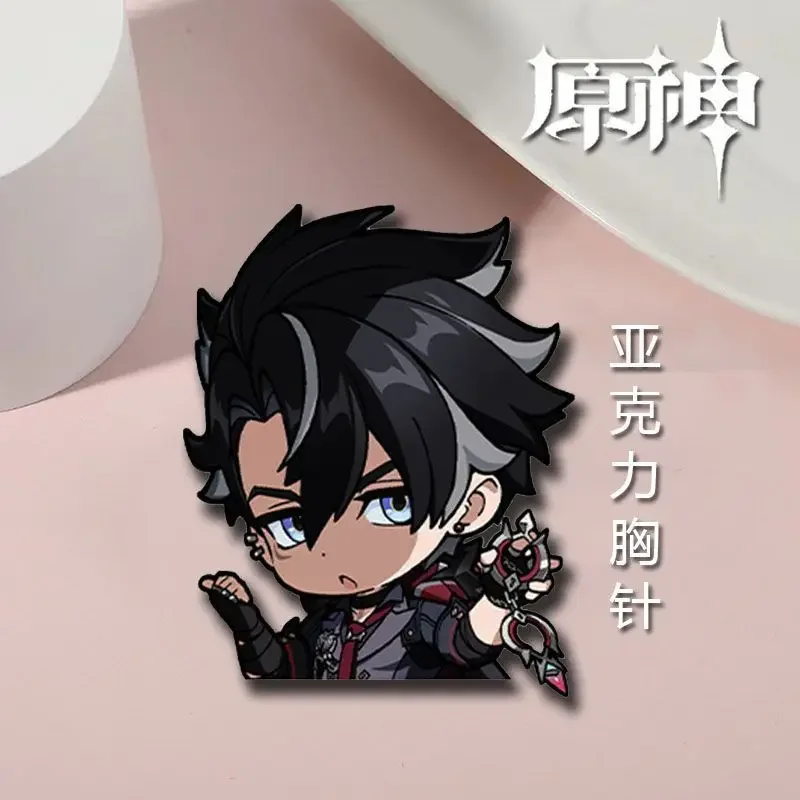 Wriothesley Fontaine Badges Pins Anime yuan shen Women Brooch Creative Cosplay Figure Brooches for Bag Accessorie Gifts