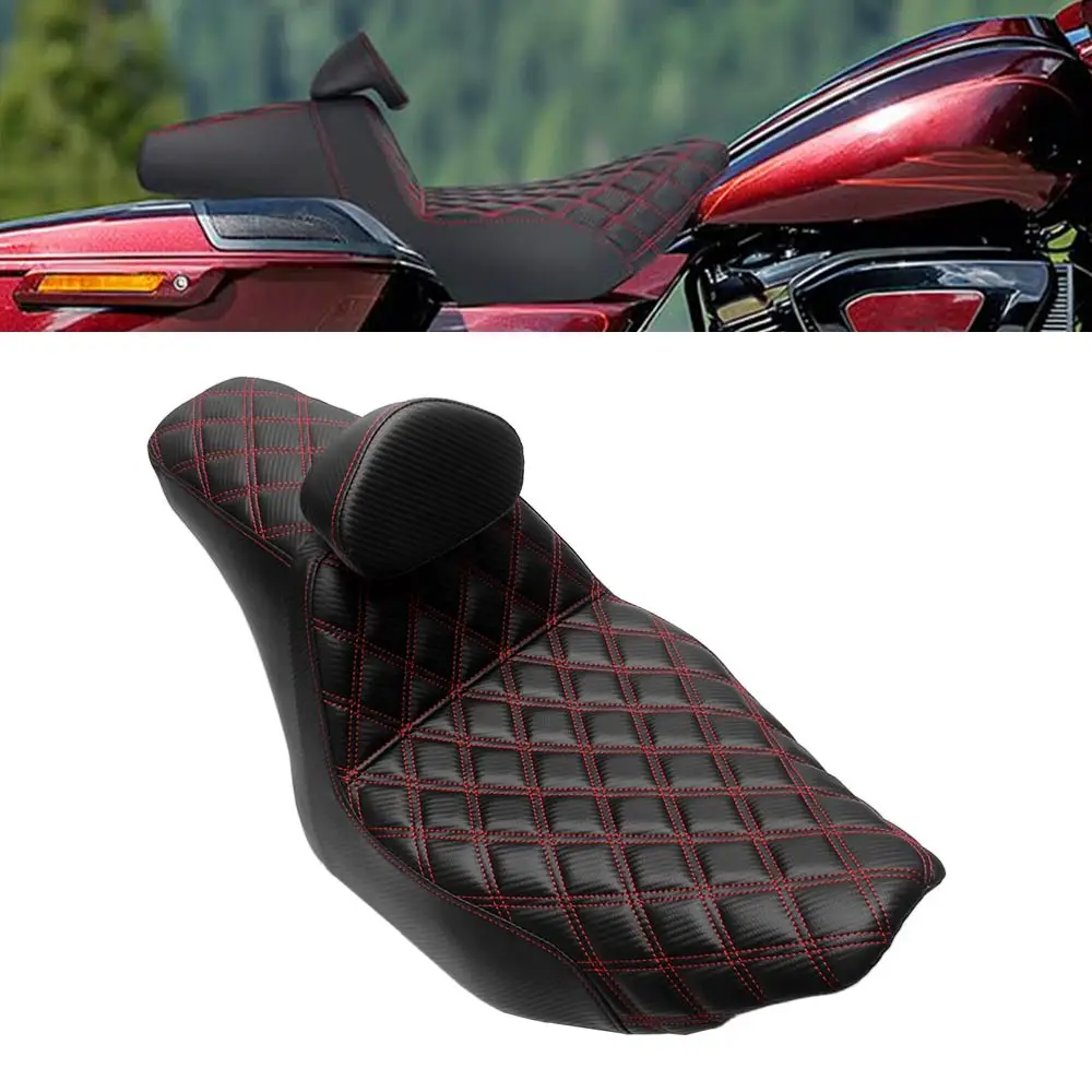 Motorcycle Driver Passenger Two-Up Seat with Backrest For Harley Touring Road Street Glide CVO/SE ST Limited FLHX FLHXSE 2023-26