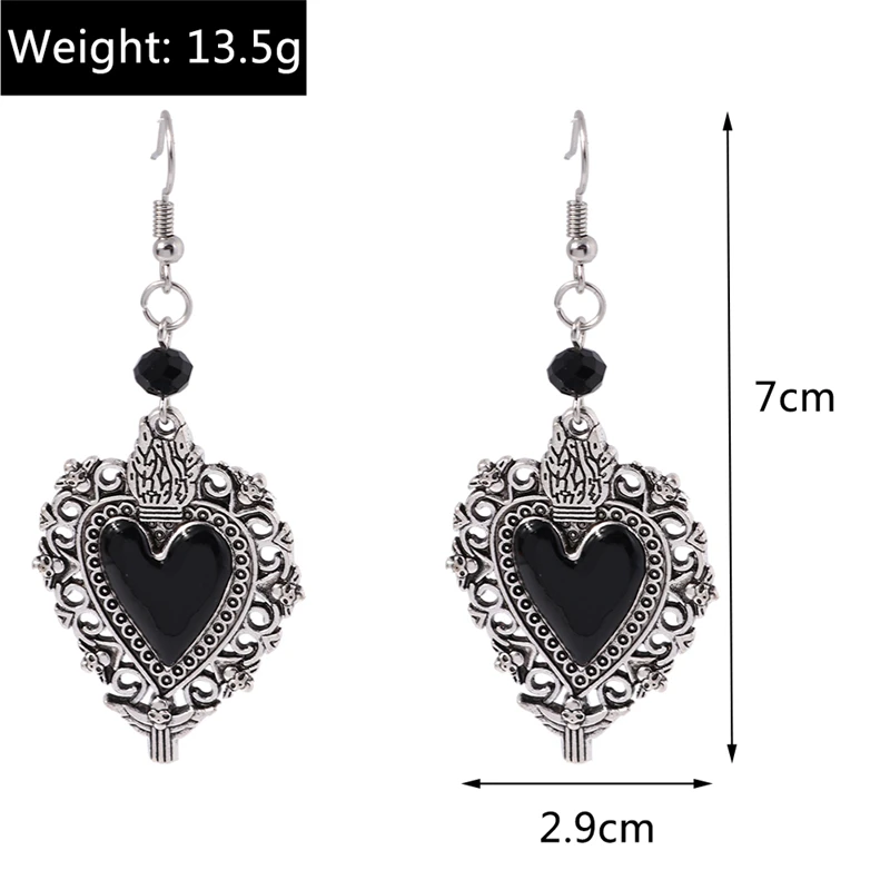 Ethnische Legierungs-Ohrringe mit Herzanhänger für Damen und Mädchen, Party- und Festival-Schmuck, Geschenke – Detail 30