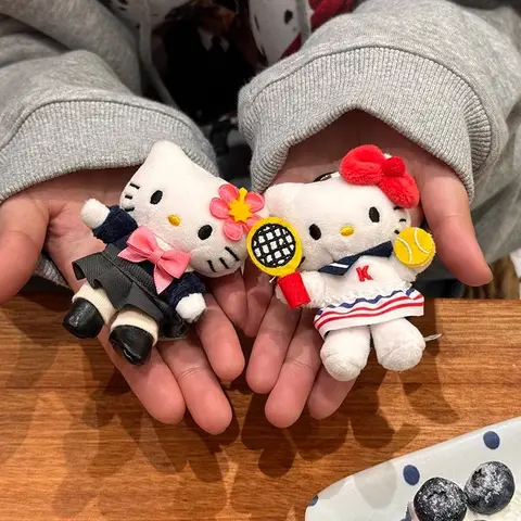 귀여운 키티 고양이 키체인 귀여운 키티 고양이 키체인 플러시 미니 레오파드 패턴 학생 가방 키 체인 키티 고양이 키체인