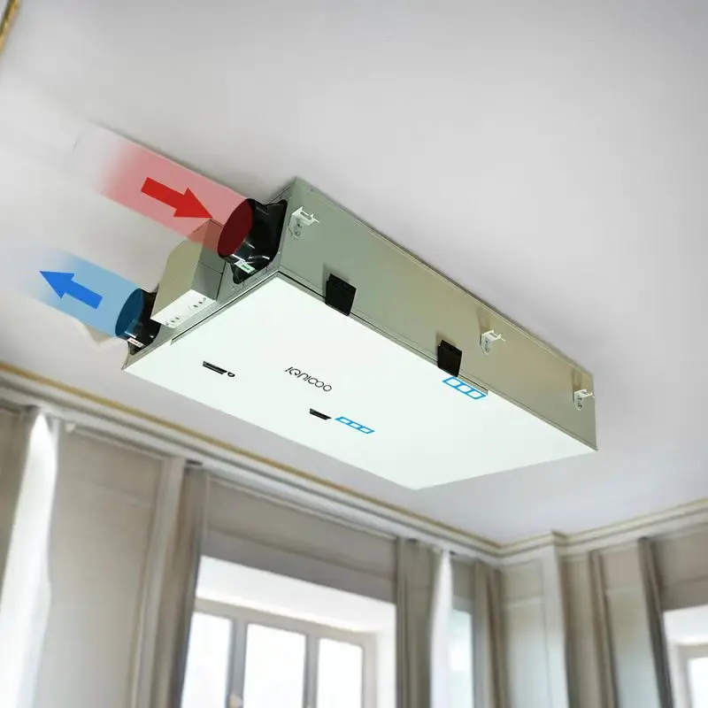 High Efficiency Home Fresh Air Energy Recovery Ventilation System With Preheating And Precooling Hepa Filters