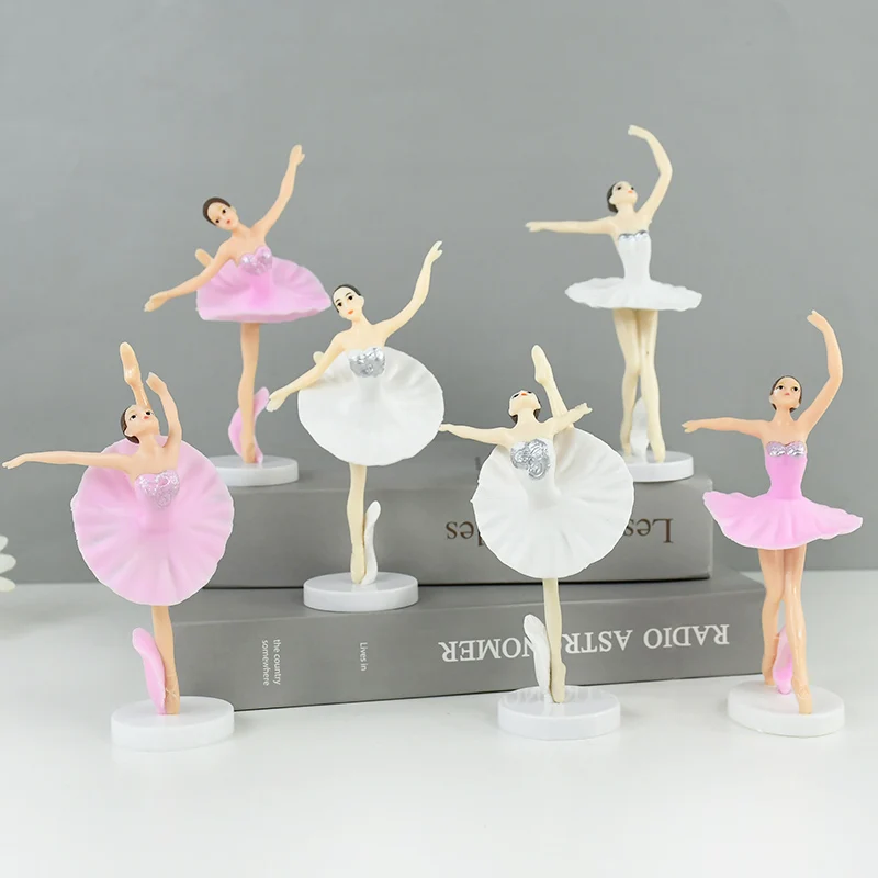 3Pcs Pink Dancing Ballerina Girl Figurine Ballerina Girl Collection Playset Doll Toy Ballerina Girl Dollhouse Cake Topper Decor