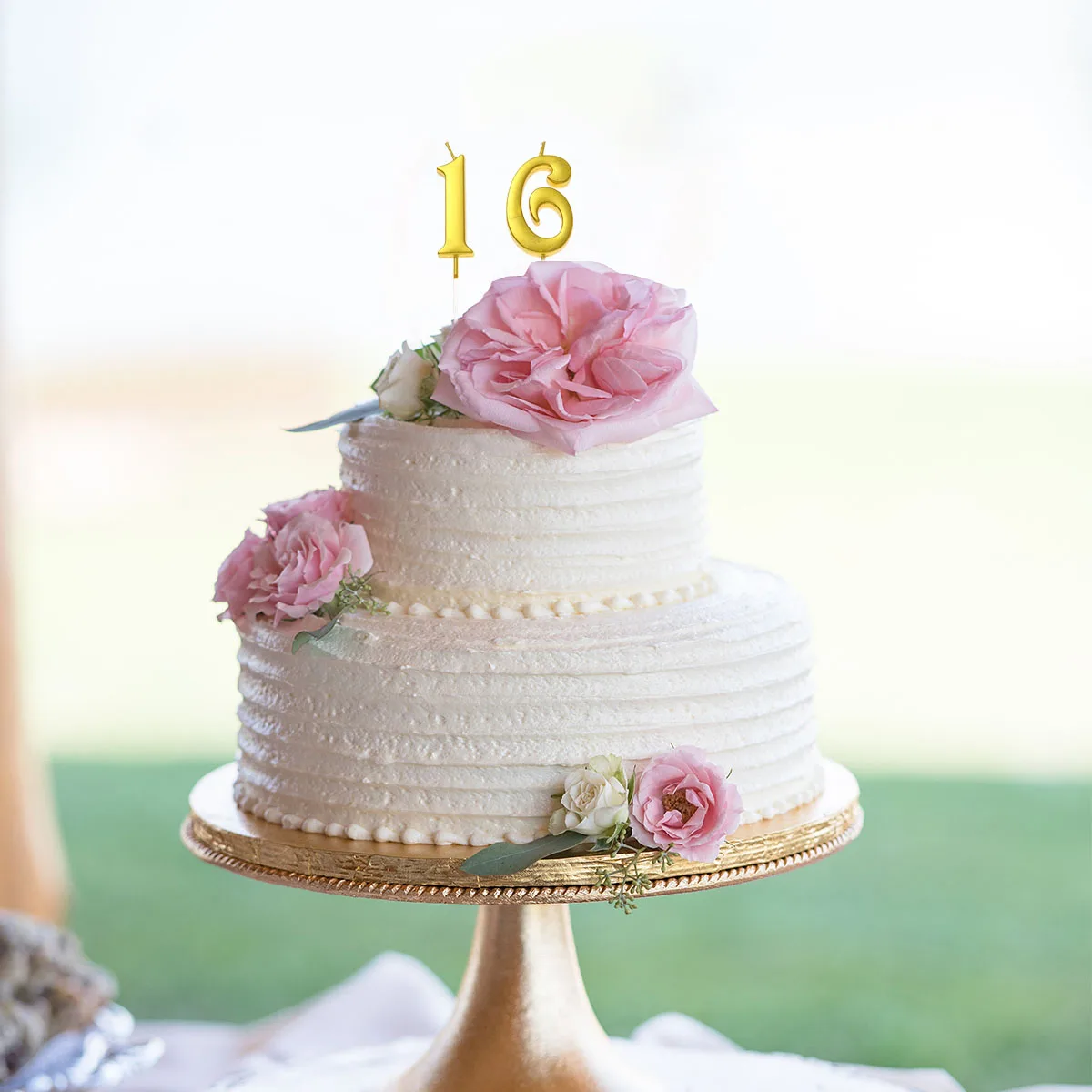 

Gold Glitter Happy Birthday Numeral Candles Number Candles Cake Topper Decoration for Adults Kids Party (Number 16, Golden)