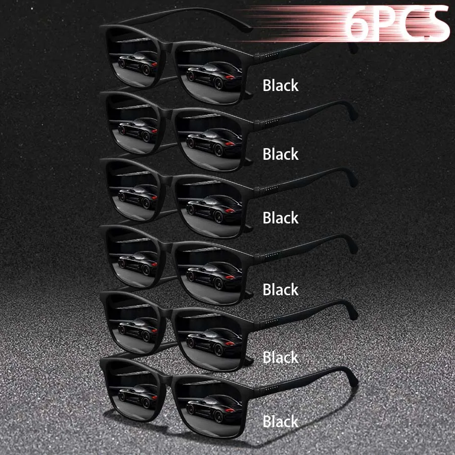 6 STKS Mode Vintage Vierkante Zonnebril Mannen Vrouwen Rijden Man Luxe Merk Designer Zonnebril Anti-Glare Retro Brillen