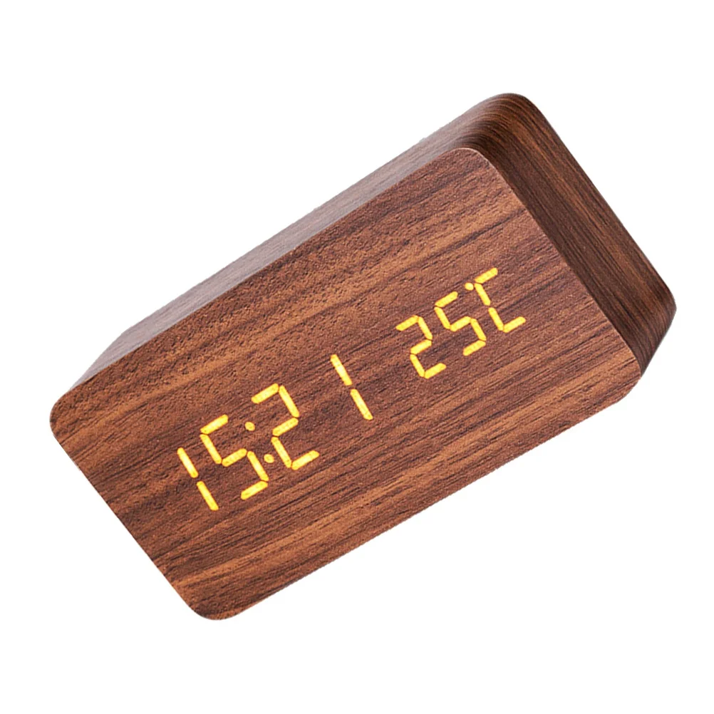 

Led Silent Wooden Modern Digital Alarm With Temperature Usb Powered Bamboo Desk Clock For Bedroom Office Decor Display