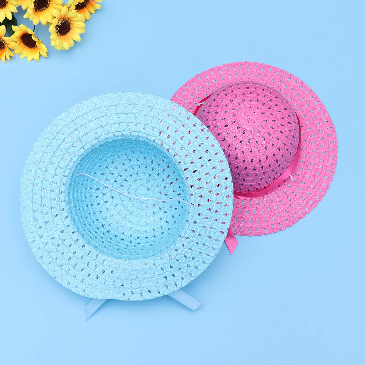

6Pcs Kids Straw Hat Bag Set Sunflower Colorful Straw Hats for Children Party Dress 3-7 Years Old Rose Red Blue Yellow