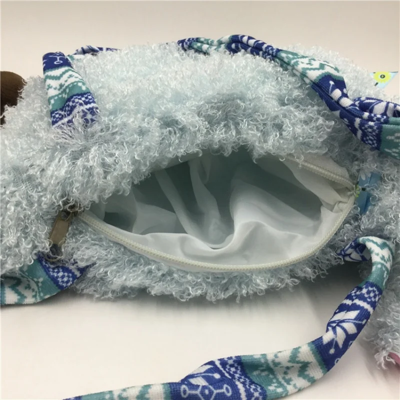Cute and Cute Lamb Plush Bag Sheep Double Bag Storage Zipper Plush Small Bag Doll Souvenir Gift