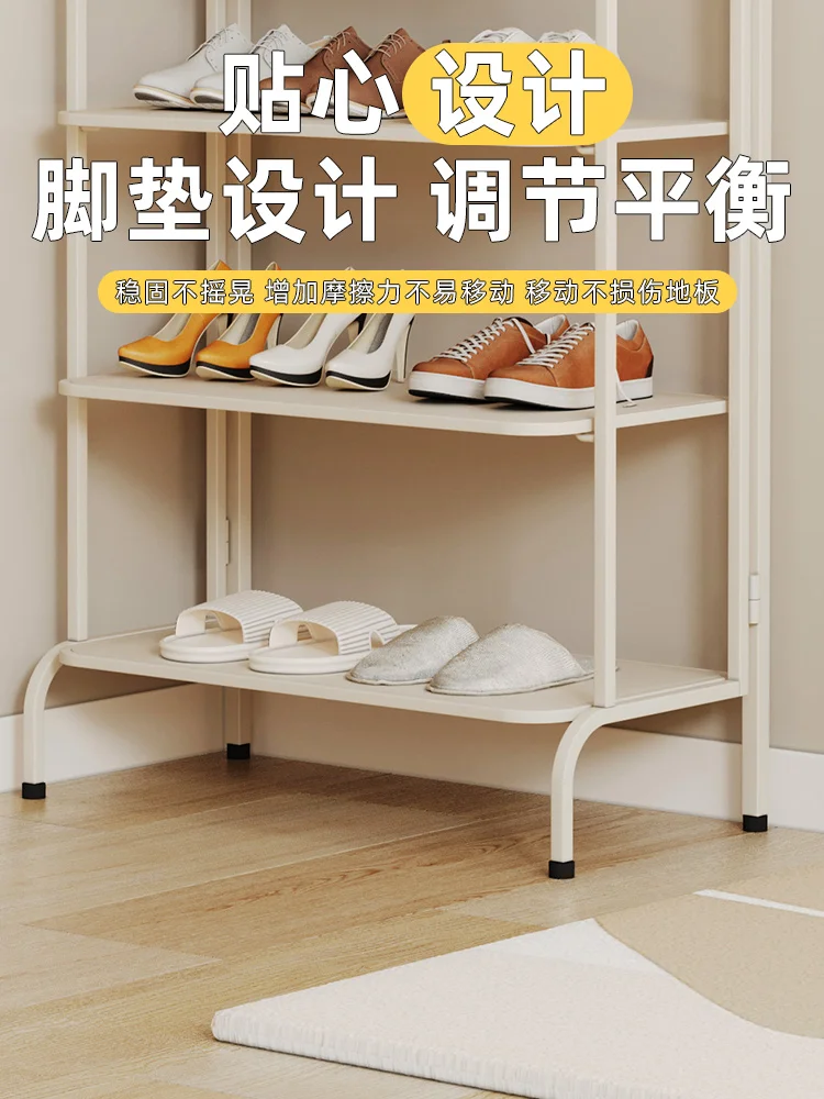 Shoe Rack Home Door Multi-layer Against The Wall Does Not Take Up Space, Simple Internet Celebrity Shoe Storage Rack Cream Wind