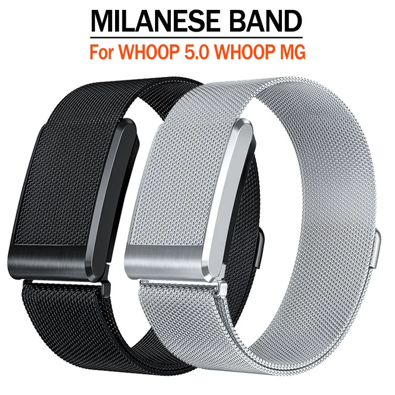 Milanese Metal Watch Band for Whoop 5.0 Regular & ECG Version Watchstrap 24mm Stainless Steel Replacement Bracelet Wristband
