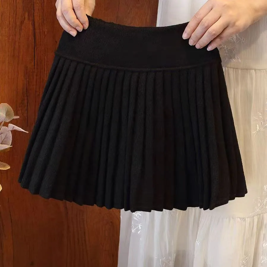Girls Autumn Winter Pleated Skirt, 2026 New Preppy Style Kids Elastic Waist Mini Skirt, Fashion School Uniform Short Skirt