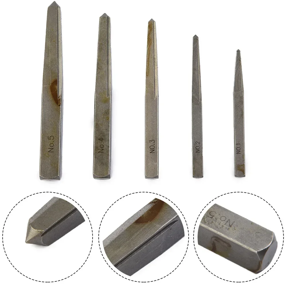 5pcs Screw Extractor Square Carbon Steel Breakage Bolt Extract For Water Valve Pipe Connector Internal External Screws Tools