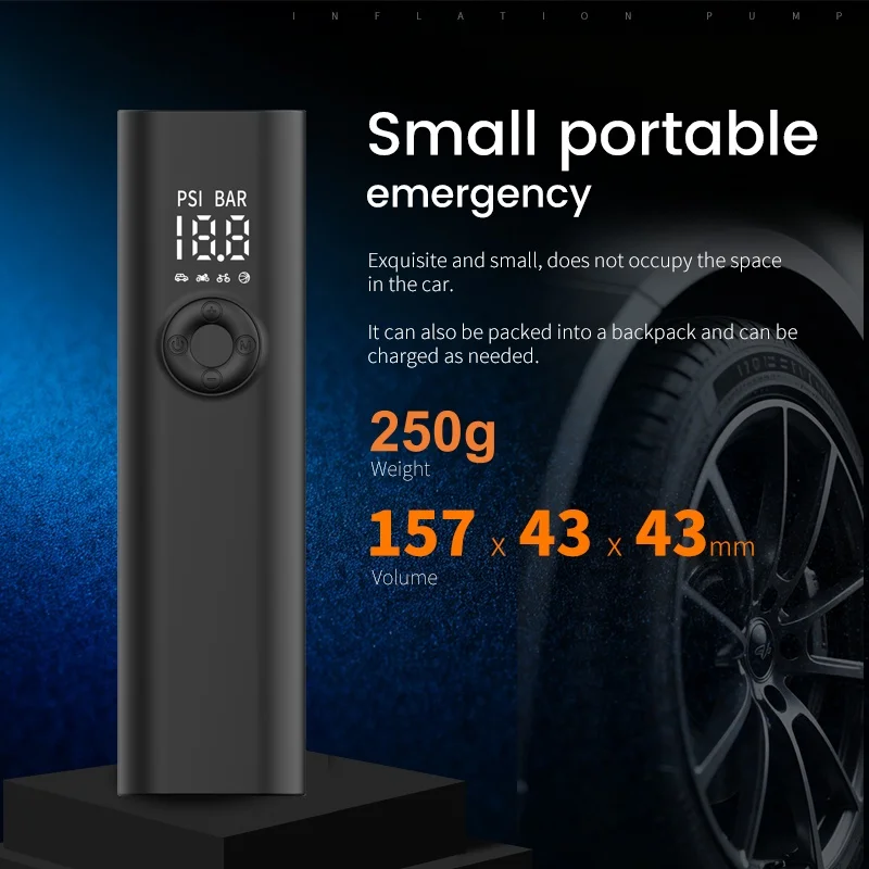 Portable Mini Car Air Pump Tire High Pressure Automatic Stop 150PSI Digital Tire Inflatable Air Pump for Car Motorcycle Bicycle