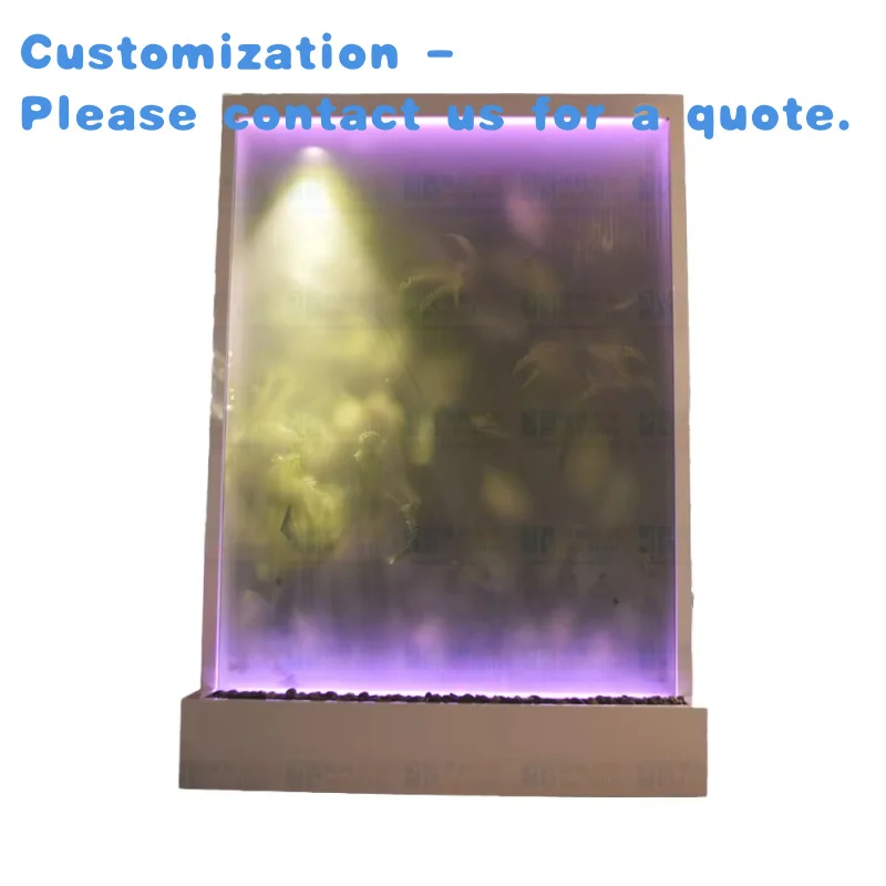 

custom.Customized Indoor Floor-Standing Waterfall Fountain with Artificial Plants Glass Wall Restaurant Garden Ornamen