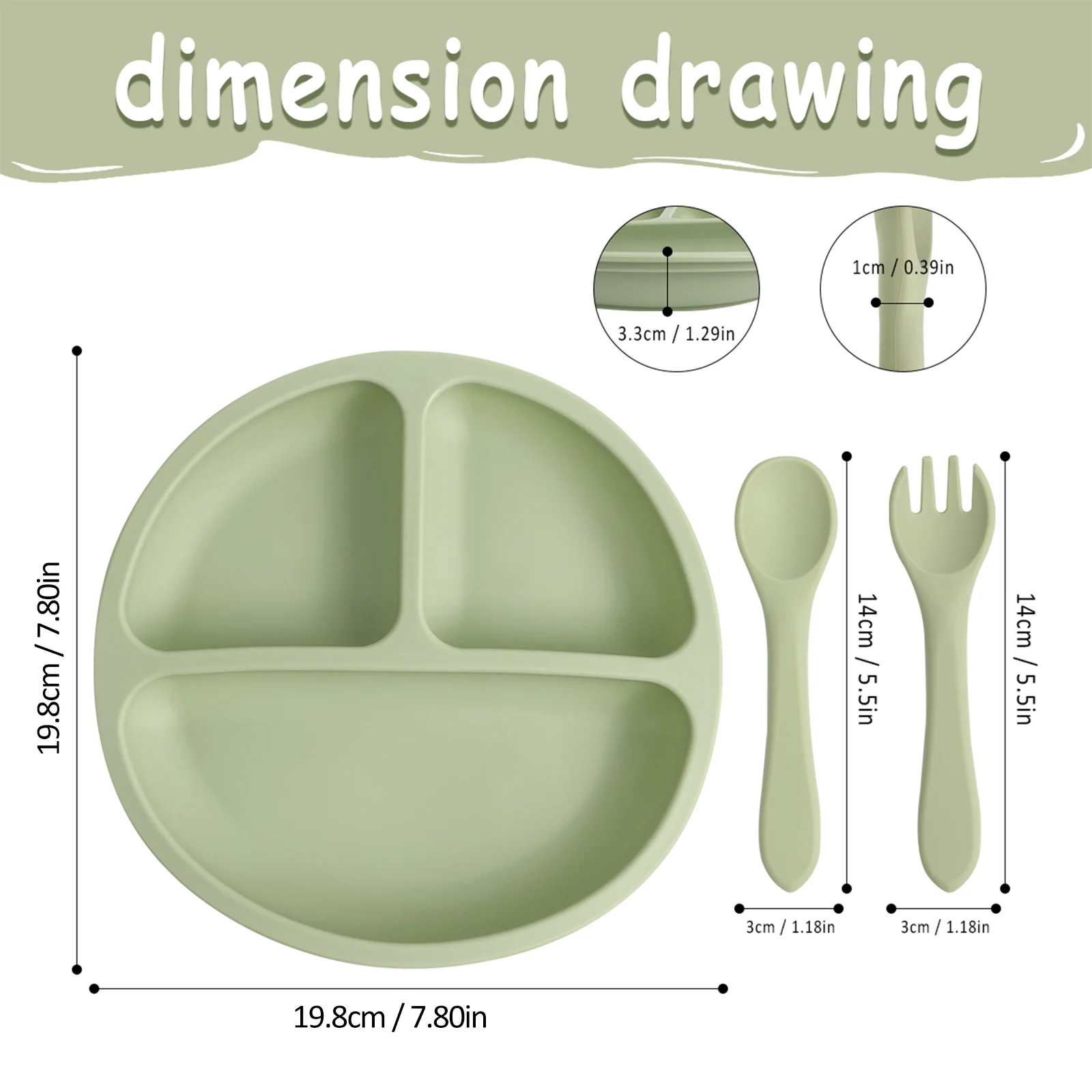 3 pçs bebê placa de jantar de silicone com sucção segura dos desenhos animados crianças pratos alimentação da criança treinamento utensílios de mesa crianças colher garfo