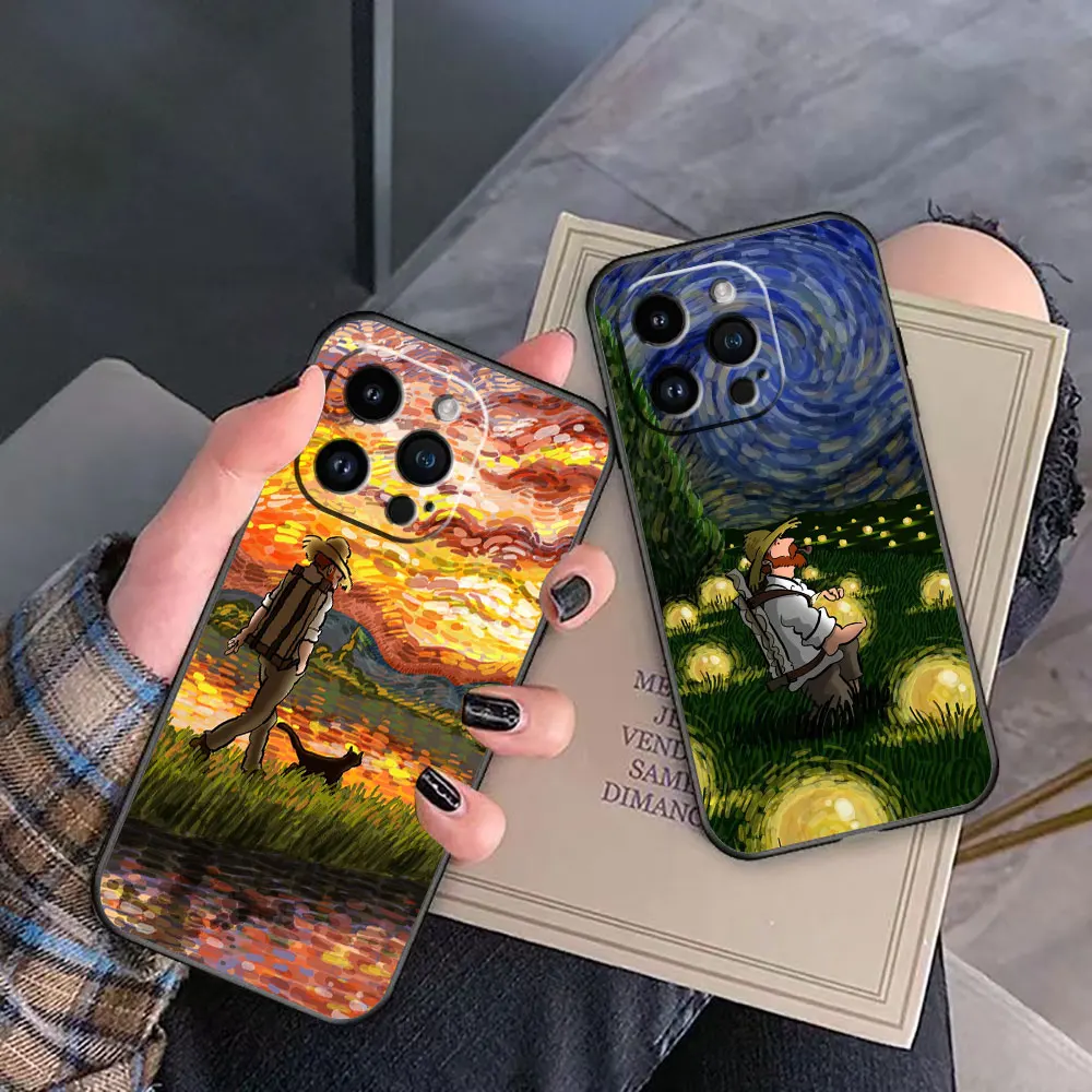 Oil Painting Relief V-Van G-Gogh Phone Case For iphone 15 14 13 12 11 Pro XS Max Mini X SE APPLE 16 8 7 Plus Case Funda Shell