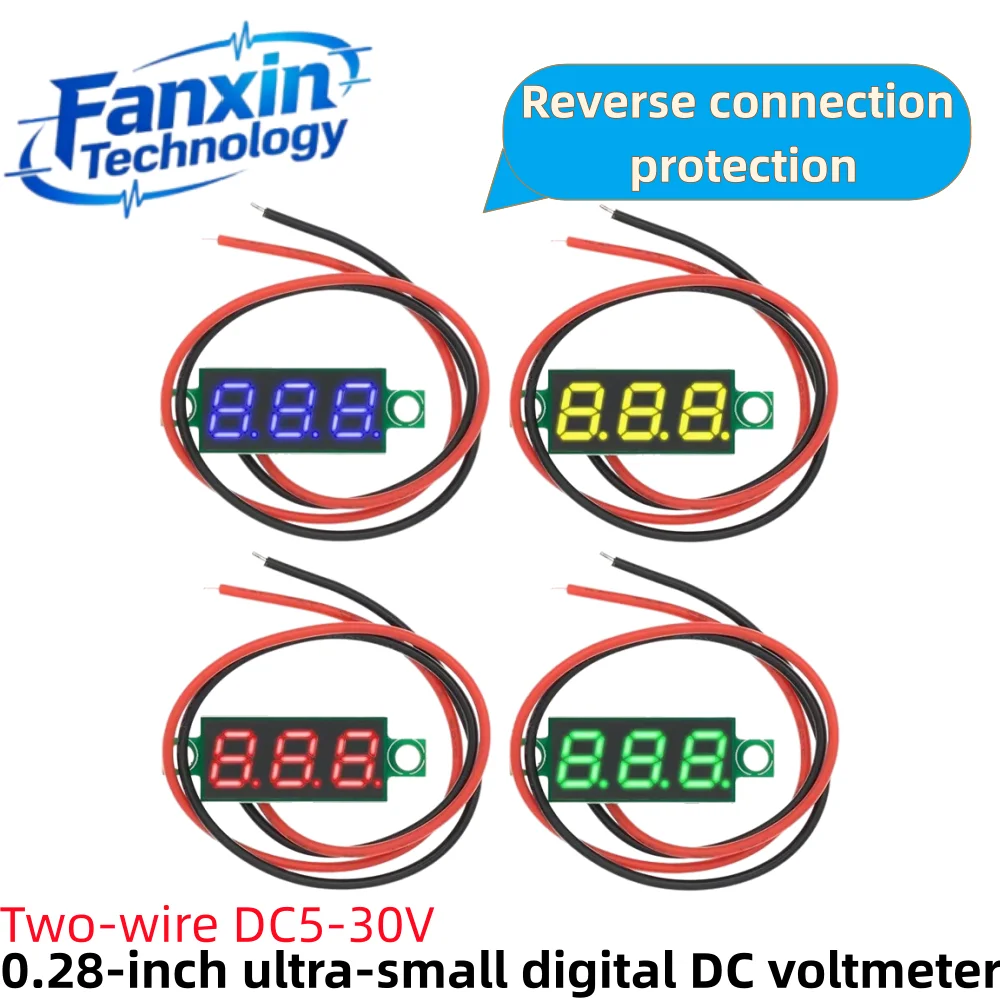 0.28 Inch DC LED Digital Voltmeter 0-100V Voltage Meter Auto Car Mobile Power Voltage Tester Detector 12V Red Green Blue Yellow