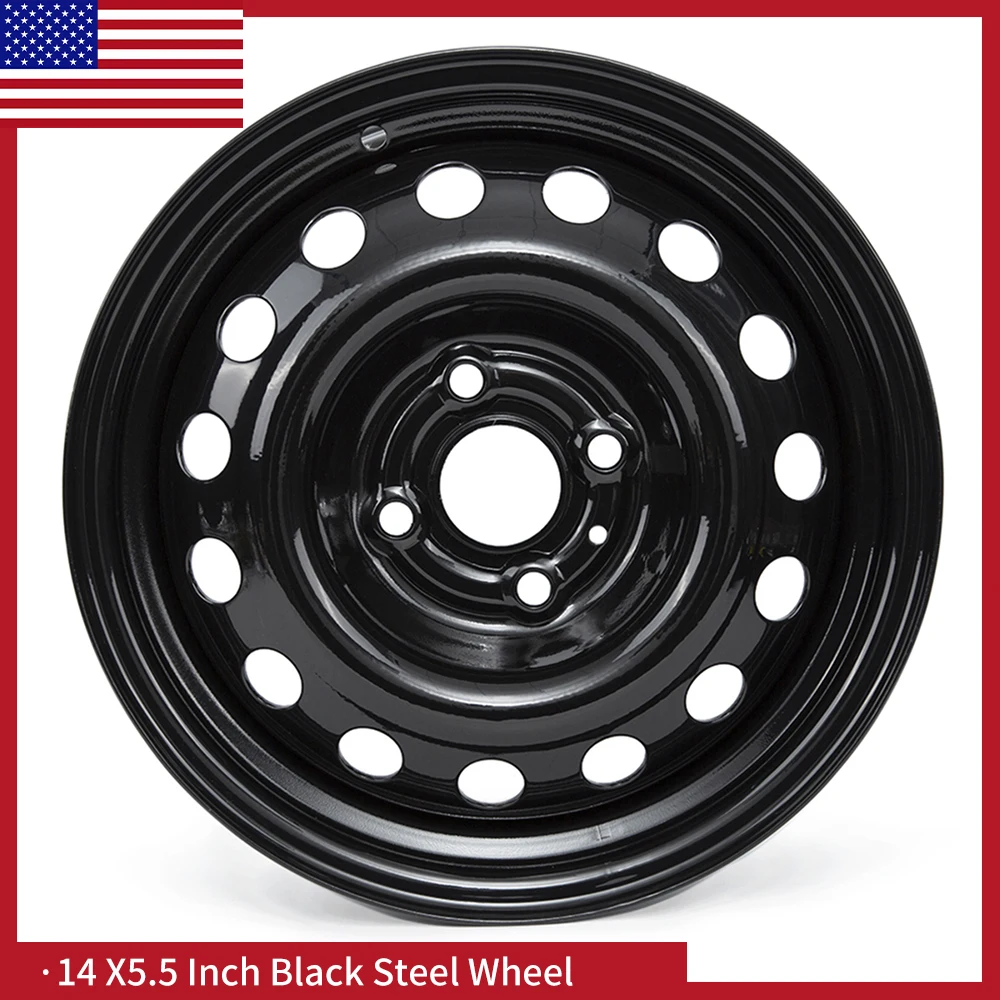 

14 X5.5 Inch Black Wheel Hubs Steel Car Wheels Replacement Wheel Gloss Black Rim