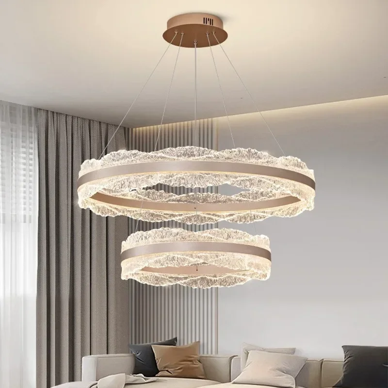Nordic Wave Ring Acrylic LED Pendant Lights for Living Dining Table Room Bedroom Minimalist Design Dimmable Lusters Luminaires