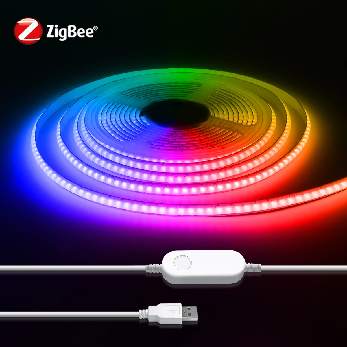 Rybakov ZigBee LED Streifen Smart Tuya COB Lichter USB 5V Dimmbare FOB Band wifi Controller Schlafzimmer Küche Schrank TV zimmer Dekor Alexa Lampe 4