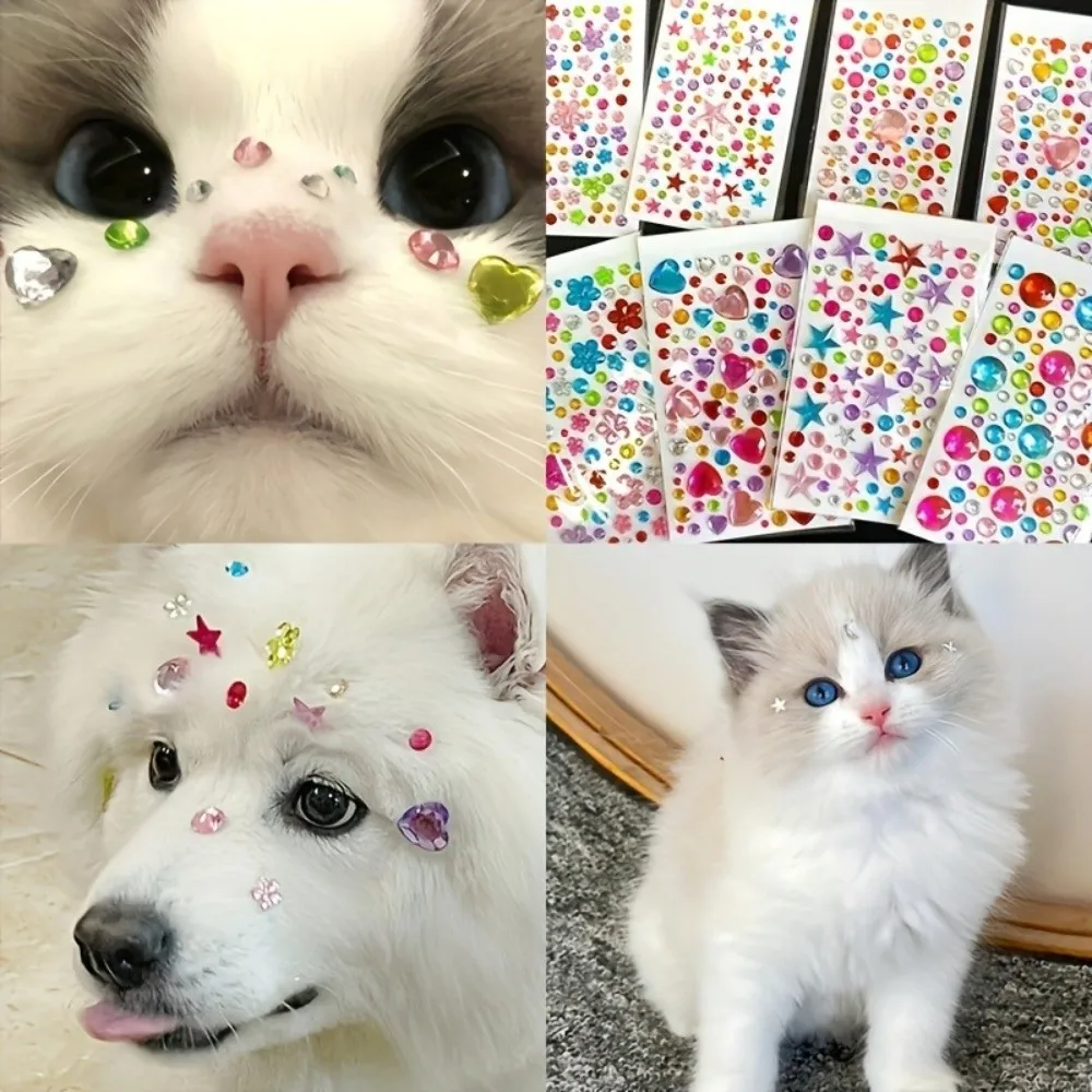 12 Sheets with Adhesive Backing Bedazzling Sticker Random Color Acrylic Face Eye Jewels Sticker Sparkling Y2K